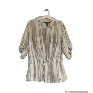Ellen Tracy Linen Blouse Size Large